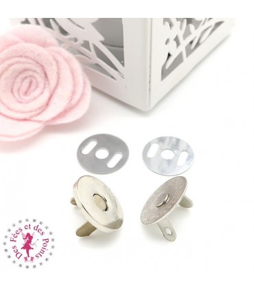 Fermoir magnétique / Aimant -  Rond Extra fin - 18 mm - Argent