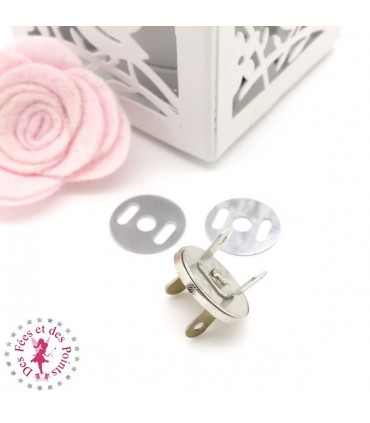 Fermoir magnétique / Aimant -  Rond Extra fin - 18 mm - Argent