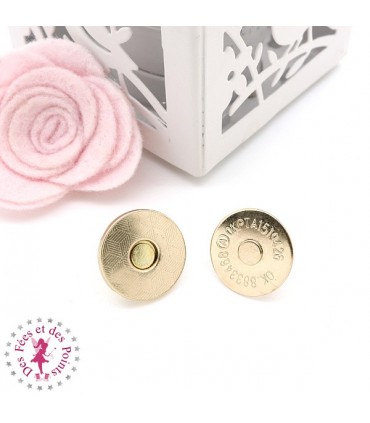 Fermoir magnétique / Aimant -  Rond Extra fin - 18 mm - Or doux