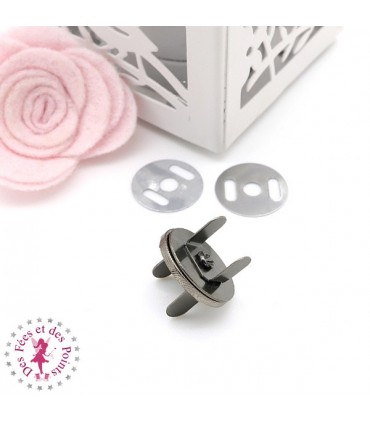 Fermoir magnétique / Aimant -  Rond Extra fin - 18 mm - Gun metal