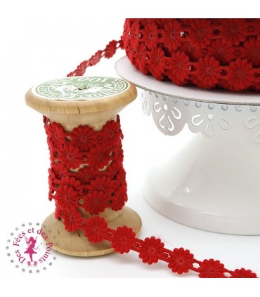 Galon thermocollant Marguerites - Rouge