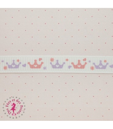 Ruban Gros Grain - Couronnes Pastel - 9 mm