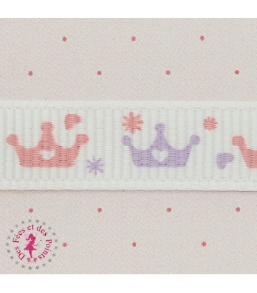 Ruban Gros Grain - Couronnes Pastel - 9 mm