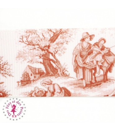 Ruban Gros Grain - Scène romantique - Brun - 38 mm