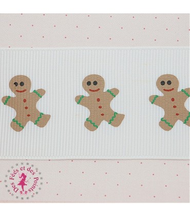 Ruban Gros Grain - Dancing Gingerbread - 38 mm