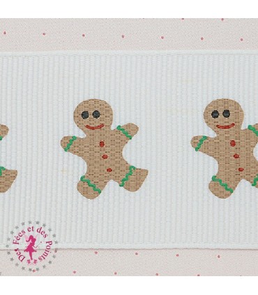 Ruban Gros Grain - Dancing Gingerbread - 38 mm