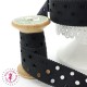 Ruban Gros Grain à Pois Ajourés - Noir - 23 mm