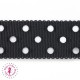 Ruban Gros Grain à Pois Ajourés - Noir - 23 mm