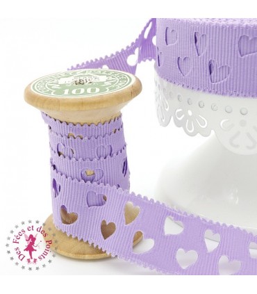 Ruban Gros Grain à Coeurs Ajourés - 23 mm - 6 couleurs