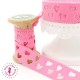 Ruban Gros Grain à Coeurs Ajourés - Rose Vif - 23 mm