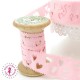 Ruban Gros Grain à Coeurs Ajourés - Rose - 23 mm