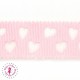 Ruban Gros Grain à Coeurs Ajourés - Rose - 23 mm
