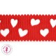 Ruban Gros Grain à Coeurs Ajourés - Rouge - 23 mm