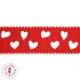 Ruban Gros Grain à Coeurs Ajourés - Rouge - 23 mm