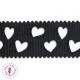Ruban Gros Grain à Coeurs Ajourés - Noir - 23 mm