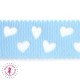 Ruban Gros Grain à Coeurs Ajourés - Bleu Clair - 23 mm