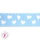 Ruban Gros Grain à Coeurs Ajourés - Bleu Clair - 23 mm