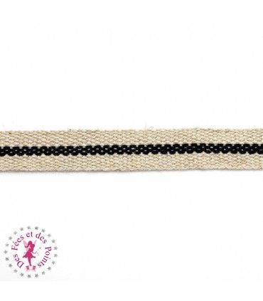 Ruban Zakka - 13 mm - Lin & Noir