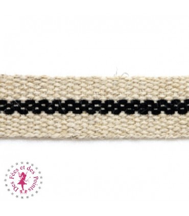 Ruban Zakka - 13 mm - Lin & Noir