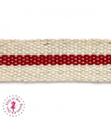 Ruban Zakka - 13 mm - Lin & Rouge
