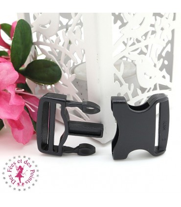 Boucle à clips - Compacte - Sangle de 25 mm - Noir
