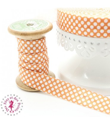 Elastique ruban à Pois - 15 mm - Orange