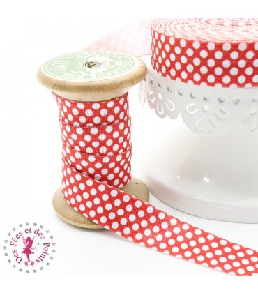 Elastique ruban à Pois - 15 mm - Rouge