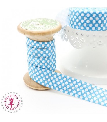 Elastique ruban à Pois - 15 mm - Turquoise
