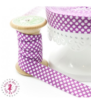 Elastique ruban à Pois - 15 mm - Violet