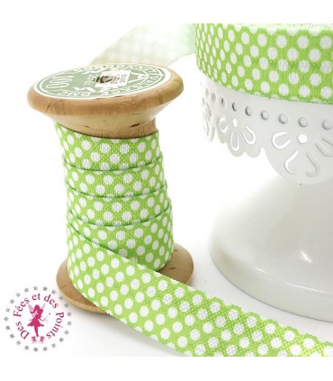 Elastique ruban à Pois - 15 mm - Vert clair