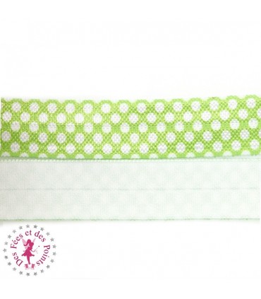Elastique ruban à Pois - 15 mm - Vert clair