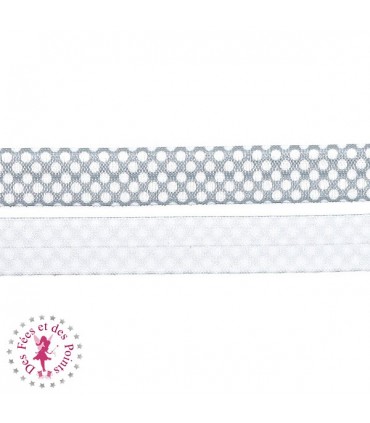 Elastique ruban à Pois - 15 mm - Gris