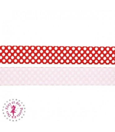 Elastique ruban à Pois - 15 mm - Rouge