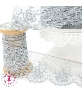 Dentelle Valencienne "Fleurs" - Grise - 3.5  cm
