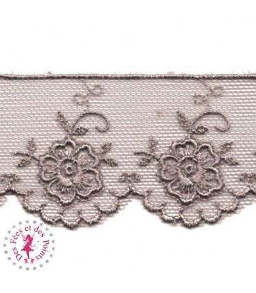 Dentelle Valencienne "Fleurs" - Brun - 3.5  cm