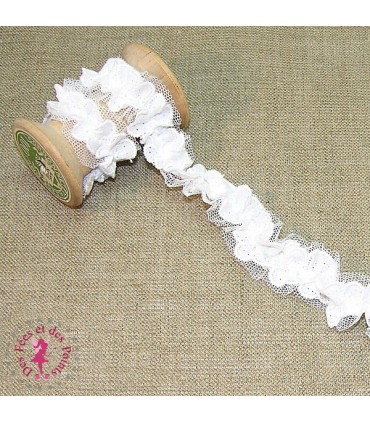 Broderie tulle élastique "Fleur" - Blanc