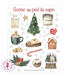 Autocollants/Stickers - Goûter au pied du sapin