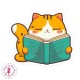Autocollants/Stickers - Petits Chats Kawaii - Chat lecteur