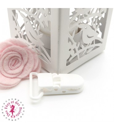 Pince Attache Tétine & Lolette - KAM - Ruban 25 mm - Blanc B01