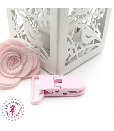 Pince Attache Tétine & Lolette - KAM - Ruban 25 mm - Rose Bébé B18