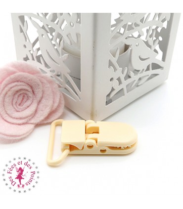 Pince Attache Tétine & Lolette - KAM - Ruban 25 mm - Crème Pêche B53