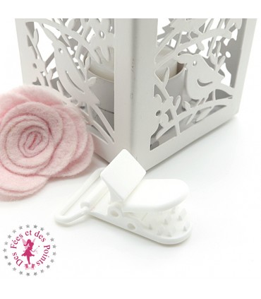 Pince Attache Tétine & Lolette - KAM - Ruban 25 mm - Blanc B01