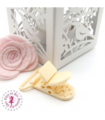 Pince Attache Tétine & Lolette - KAM - Ruban 25 mm - Crème Pêche B53