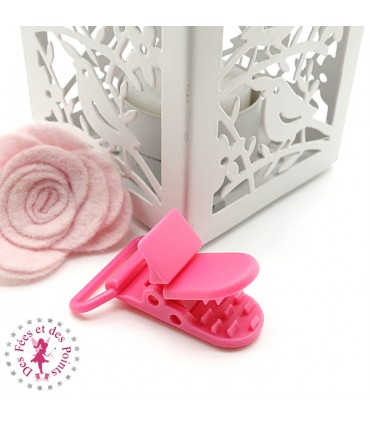 Pince Attache Tétine & Lolette - KAM - Ruban 25 mm - Rose Flashy B47