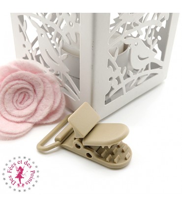 Pince Attache Tétine & Lolette - KAM - Ruban 25 mm - Caffe Latte B42