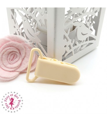 Pince Attache Tétine & Lolette - KAM - Ruban 25 mm - Crème Pêche B53