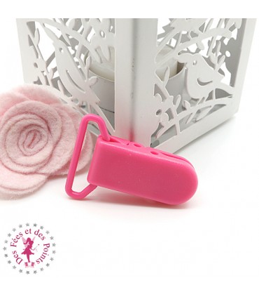 Pince Attache Tétine & Lolette - KAM - Ruban 25 mm - Rose Flashy B47