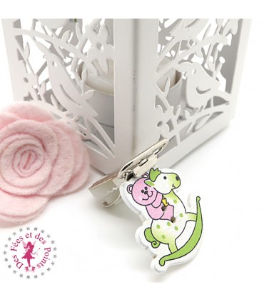 Pince en bois - Nounours sur cheval à bascule