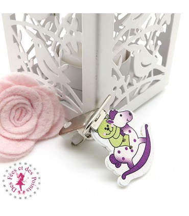 Pince en bois - Nounours sur cheval à bascule