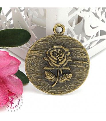 Charm / Pendentif - Plaque Belle Rose